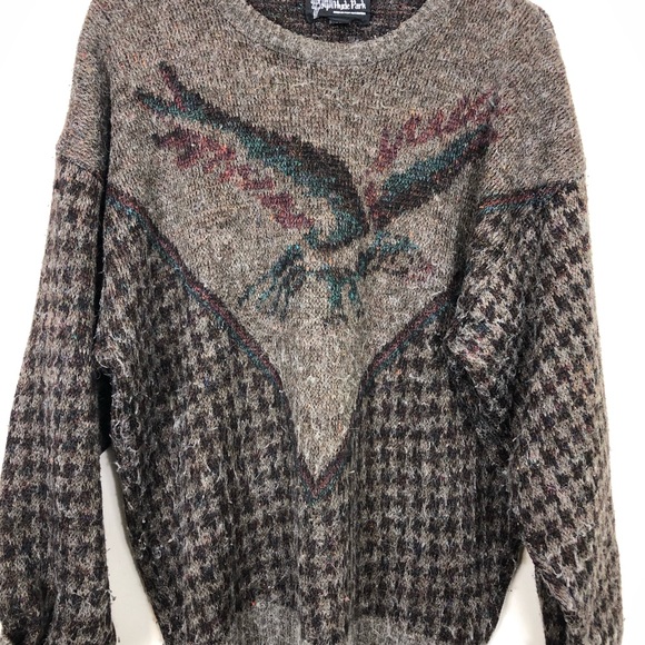 Vintage Mohair Wool Houndstooth Bird Crewneck Sz M - Picture 2 of 12